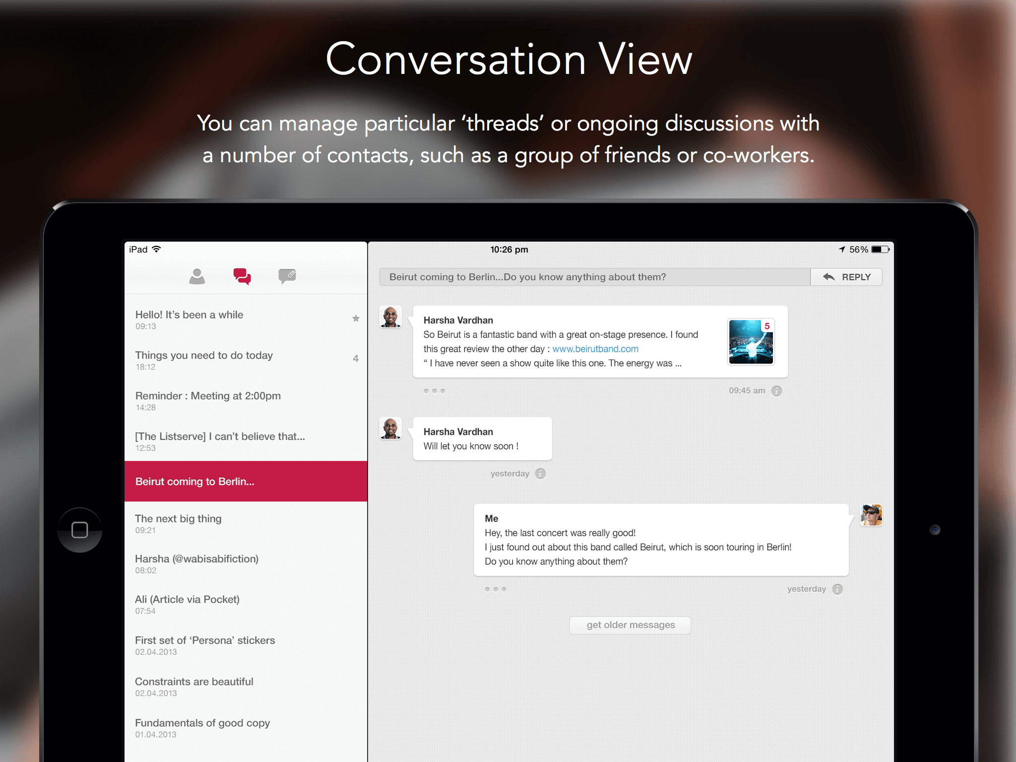 Persona Email Client Conversation View