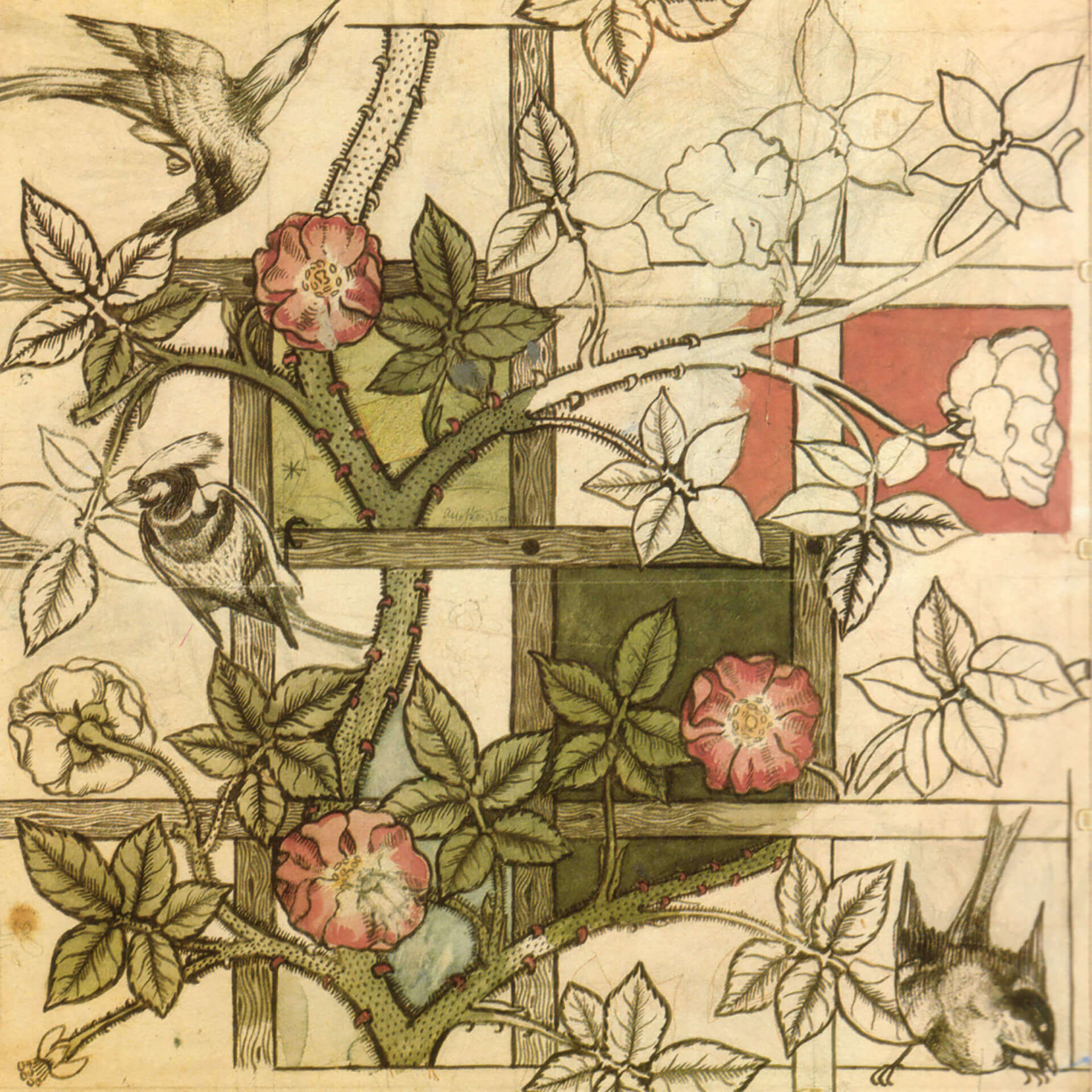 William Morris Design for Trellis wallpaper 1862 - Arts and Crafts Movements