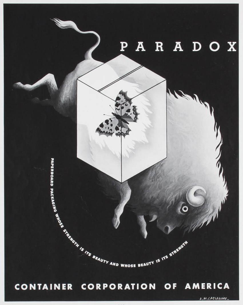 Designing the Corporation: American Modernism and the Rise of Visual Systems 1 A.M. Cassandre's 1938 advertisement for the Container Corporation of America demonstrates how European modernist geometry was harnessed to project an aura of advanced corporate intelligence.