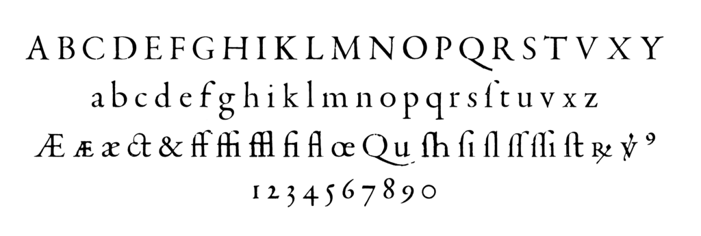 Great Primer type (c. 18 pt) by Garamond, cast from surviving matrices in the Plantin Moretus Museum