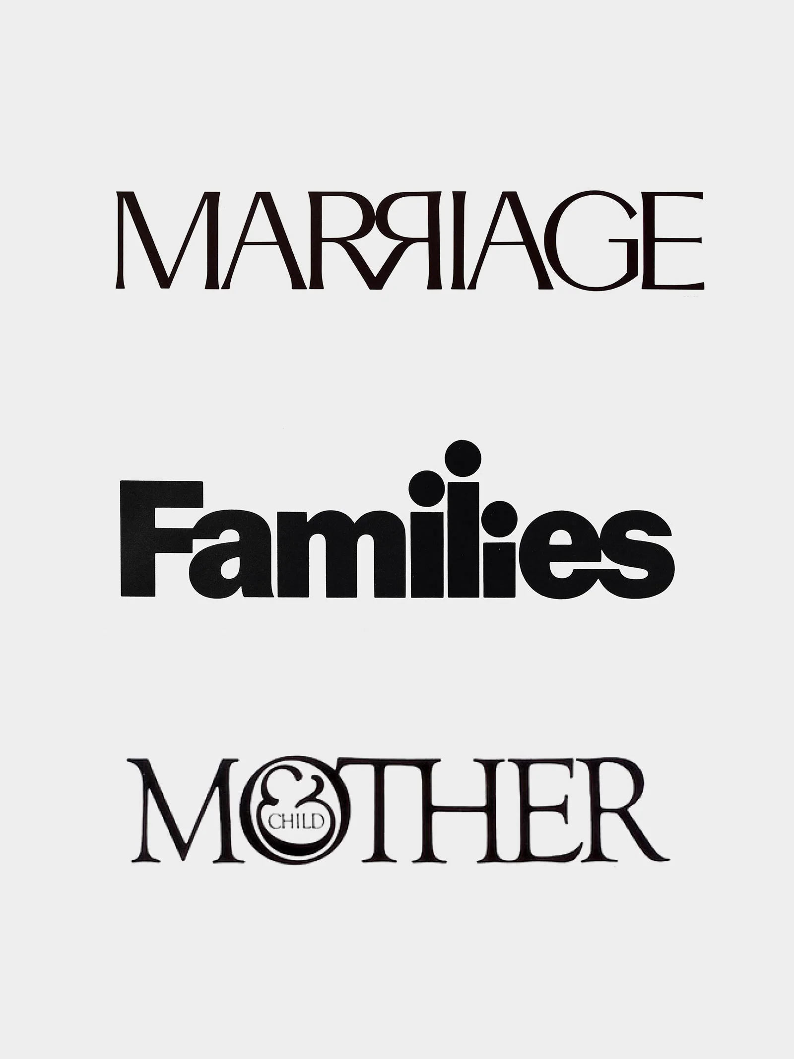 n Herb Lubalin's expressive "typograms," such as this design where the joined 'R's visually illustrate marriage, typography transcends its traditional boundaries to become a dynamic, figurative object.