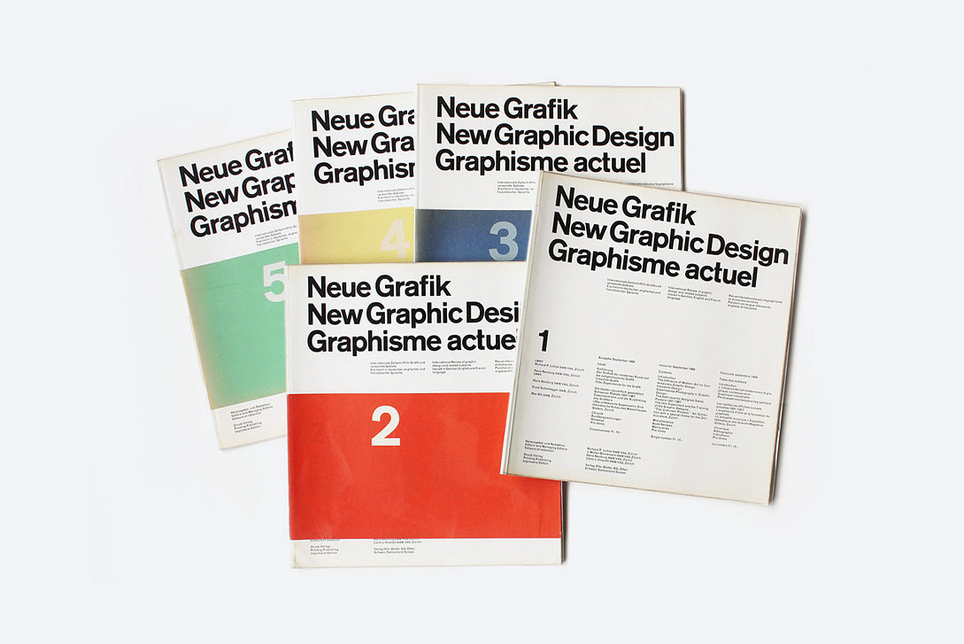 The cover of the Neue Grafik journal served as the international mouthpiece for the movement, relying purely on stark typographic alignment to prove its own design theories.