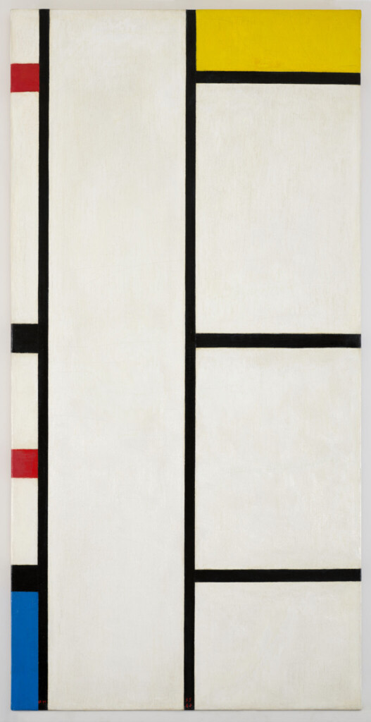 Piet Mondrian’s Composition with Red, Yellow, and Blue (1927). By restricting his visual vocabulary to horizontal lines, vertical lines, and primary colors, Mondrian sought universal harmony.