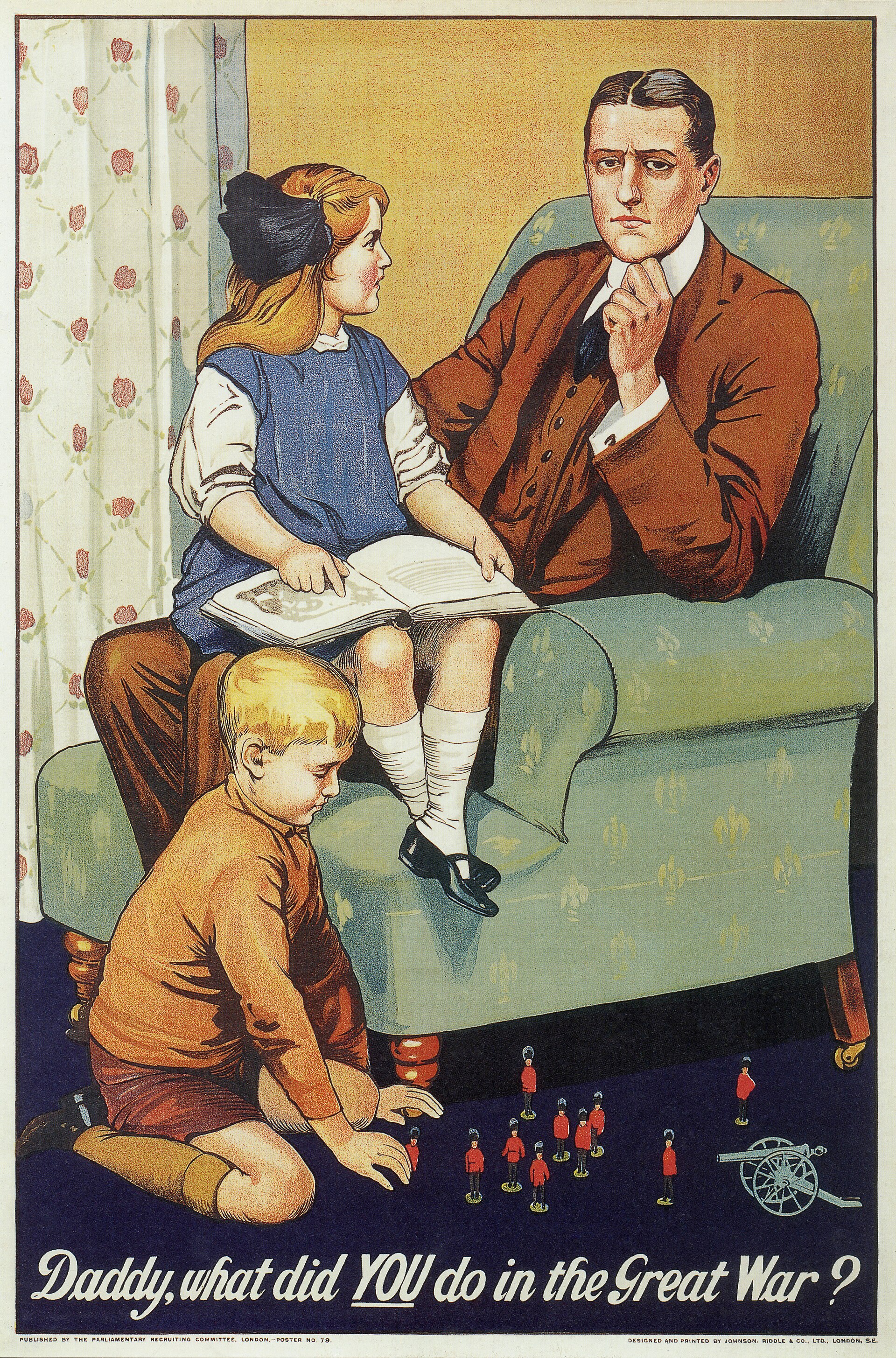 Savile Lumley’s 1914 poster utilized calculated emotional blackmail, questioning a man’s honor and masculinity if he chose to stay safely at home.